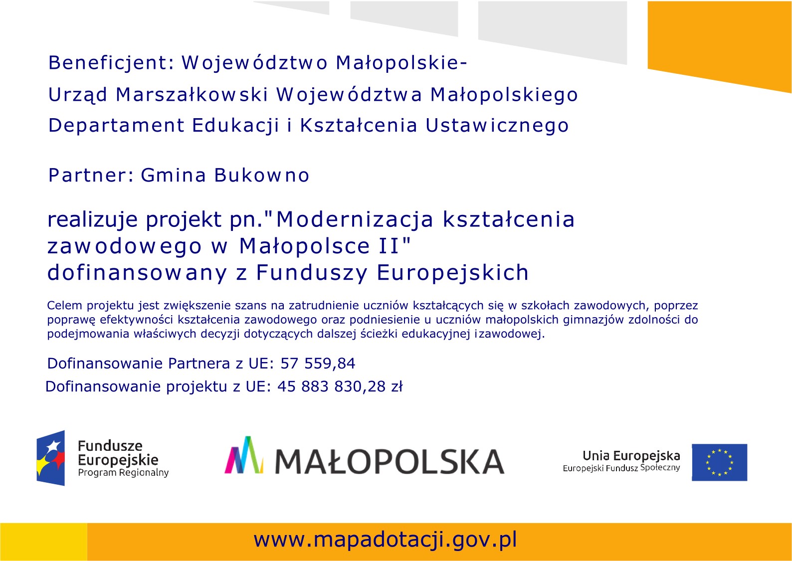 MODERNIZACJA KSZTAŁCENIA ZAWODOWEGO W MAŁOPOLSCE II W ZAKRESIE DORADZTWA ZAWODOWEGO