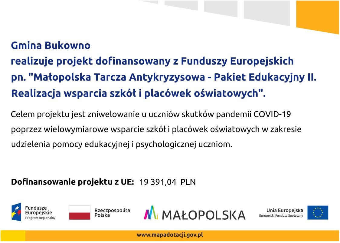 Małopolska Tarcza Antykryzysowa – Pakiet Edukacyjny II. Realizacja wsparcia szkół i placówek oświatowych - Grant 1