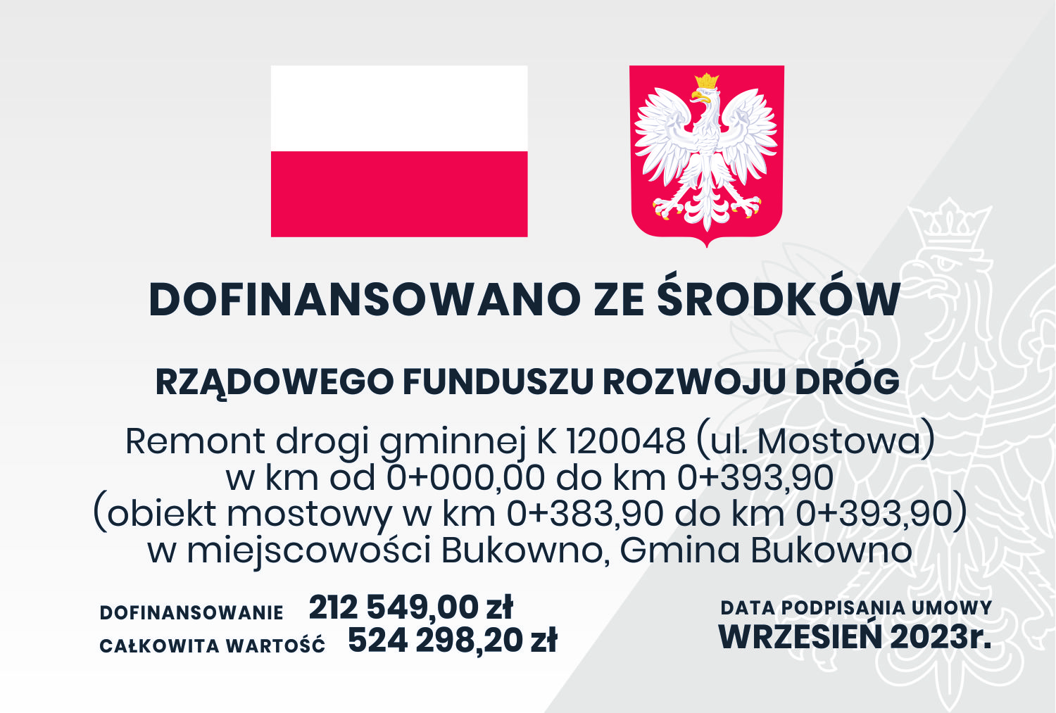 Remont drogi gminnej K 120048 (ul. Mostowa) w km od 0+000,00 do km 0+393,90 (obiekt mostowy w km 0+383,90 do km 0+393,90) w miejscowości Bukowno, Gmina Bukowno