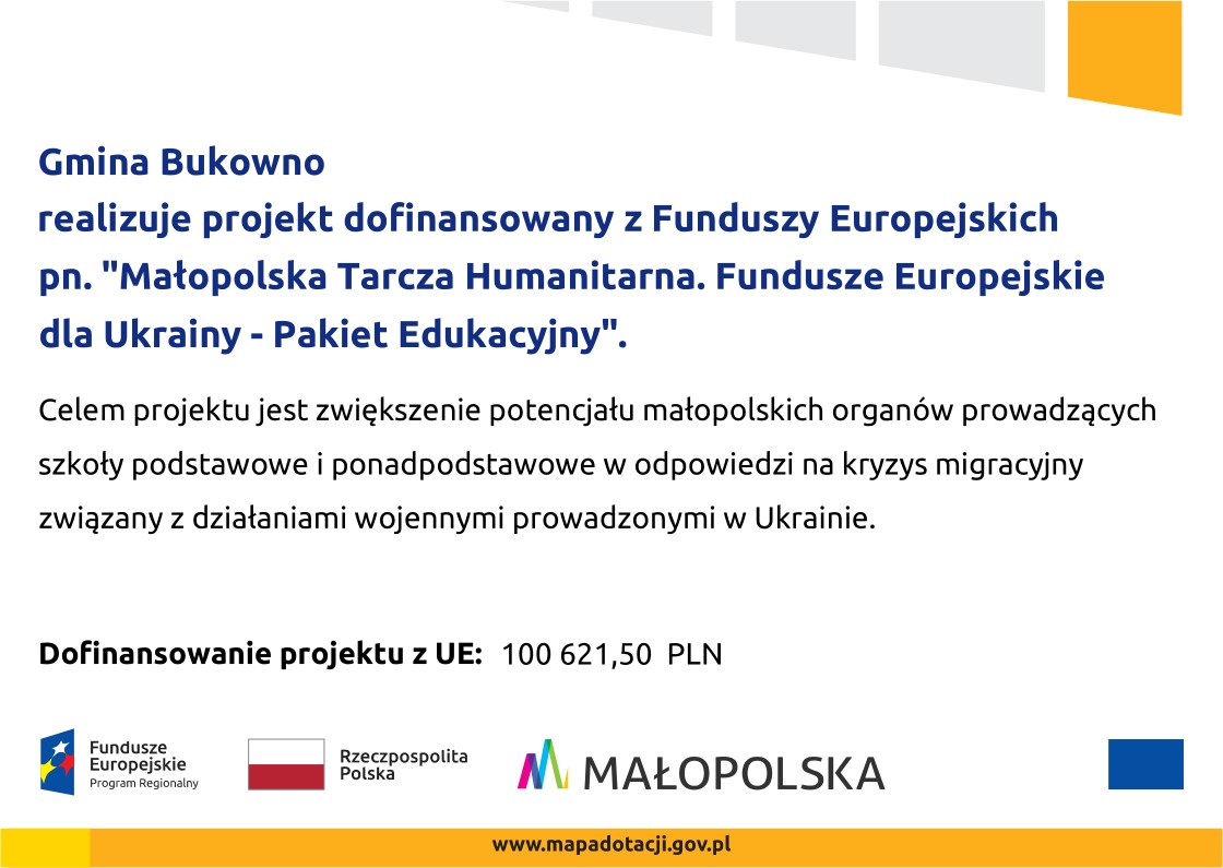 Małopolska Tarcza Humanitarna. Fundusze Europejskie dla Ukrainy – Pakiet Edukacyjny
