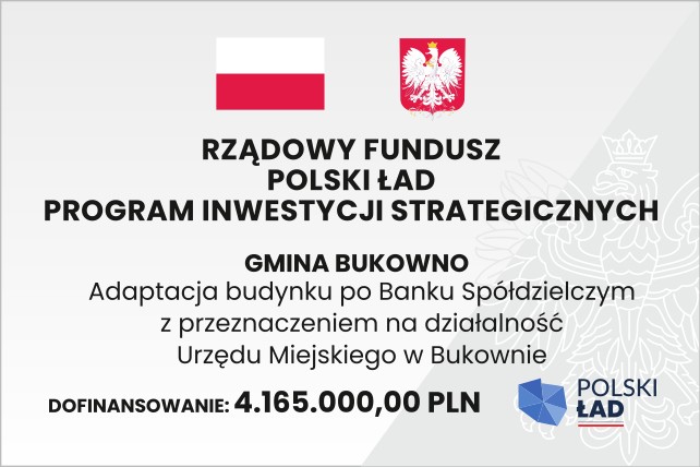 Adaptacja budynku po Banku Spółdzielczym z przeznaczeniem na działalność Urzędu Miejskiego w Bukownie