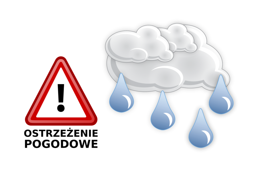 Obraz dla aktualności o tytule: KOMUNIKAT – OSTRZEŻENIE: intensywne opady deszczu
