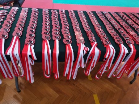Obraz dla aktualności o tytule: 4 medale dla zawodników z Klubu Kyokushin Karate w Bukownie na Turnieju w Dąbrowie Górniczej