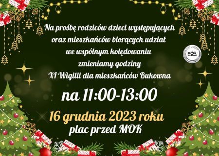 Obraz dla aktualności o tytule: Zaproszenie na XI WIGILIĘ MIESZKAŃCÓW Bukowna.