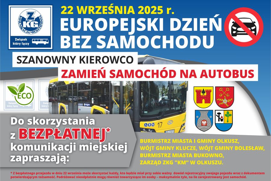 Obraz dla aktualności o tytule: 22 WRZEŚNIA 2025 - EUROPEJSKI DZIEŃ BEZ SAMOCHODU
