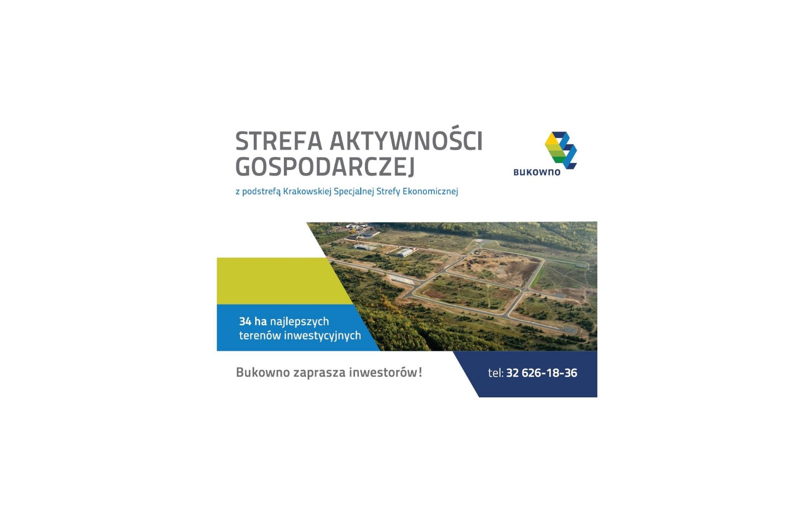plakat Strefy Aktywności Gospodarczej miasta Bukowno