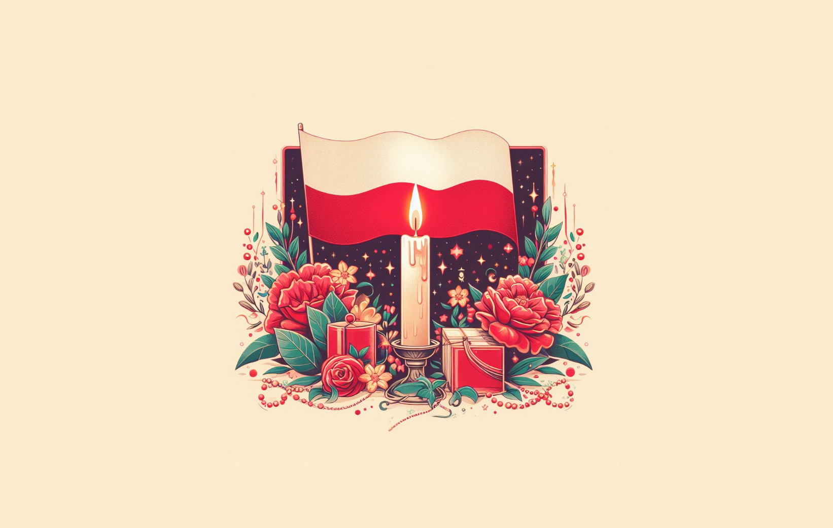 świeca na tle polskiej flagi