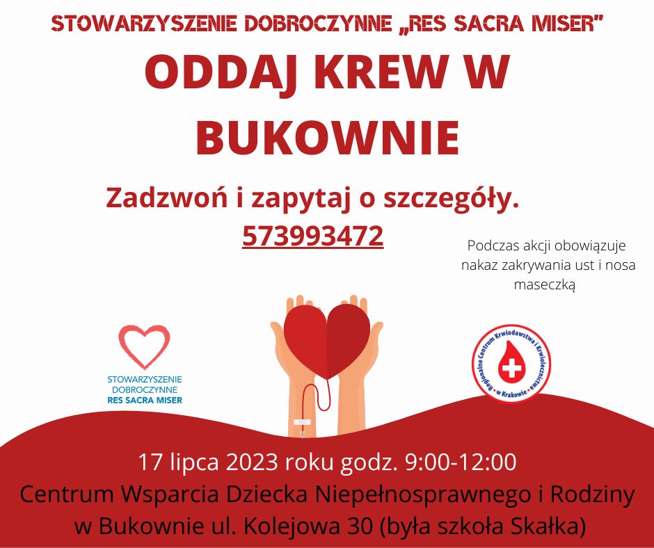 plakat "ODDAJ KREW W BUKOWNIE"