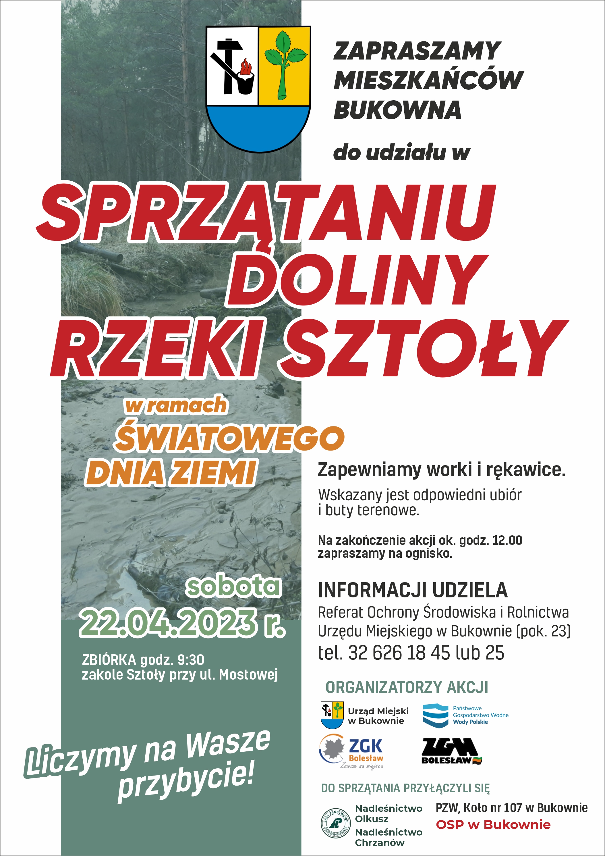 Plakat zachęcający do sprzątania doliny rzeki Sztoły
