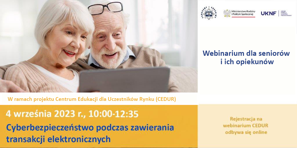 plakat "Webinarium dla seniorów i ich opiekunów"