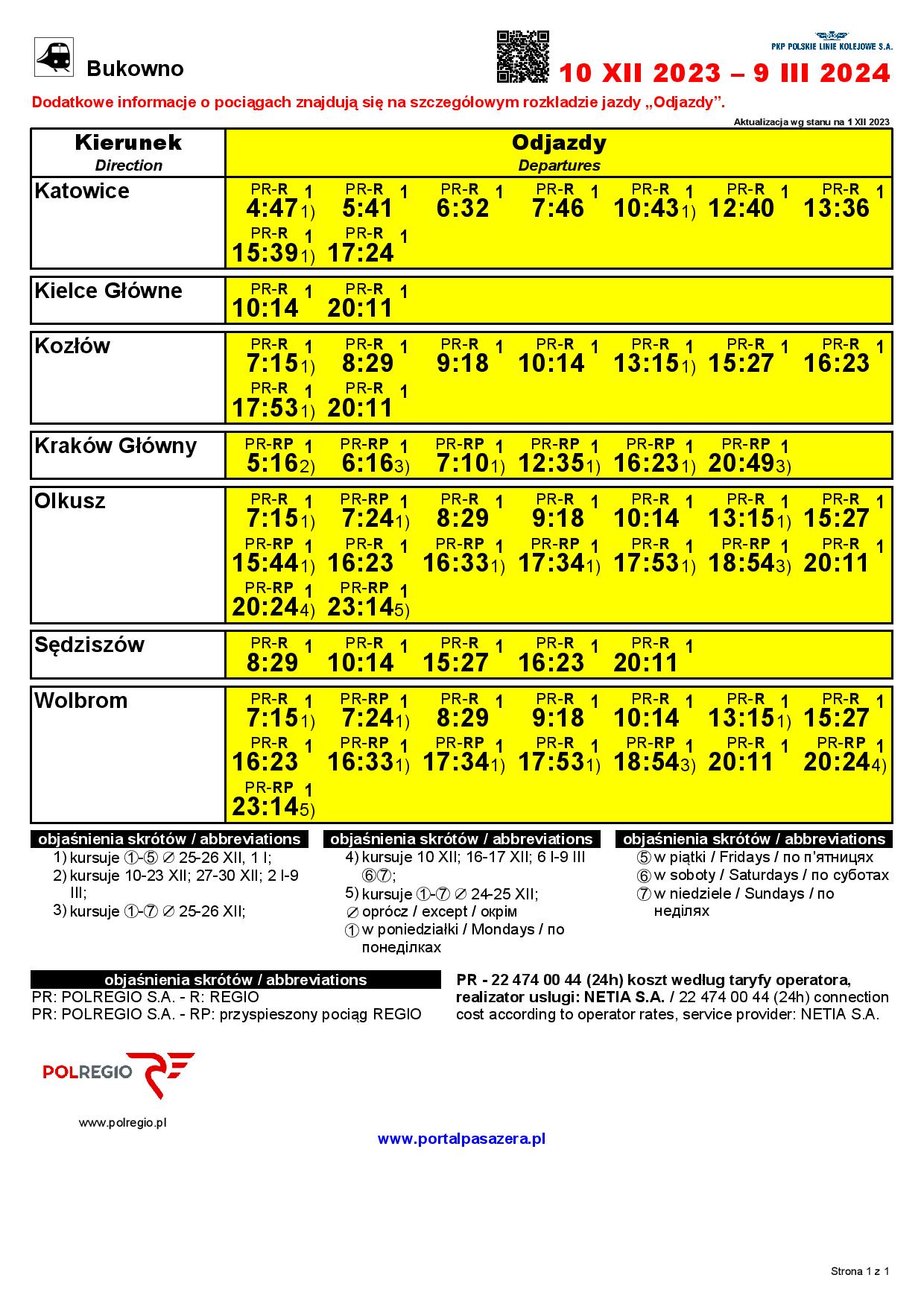 Rozkład jazdy 10.12.2023 - 9.3.2024